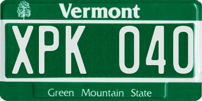VT license plate XPK040