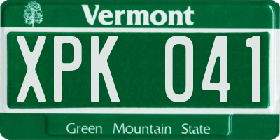 VT license plate XPK041