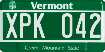 VT license plate XPK042