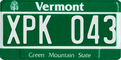 VT license plate XPK043