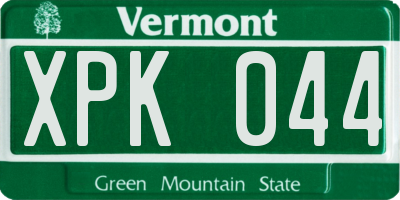 VT license plate XPK044