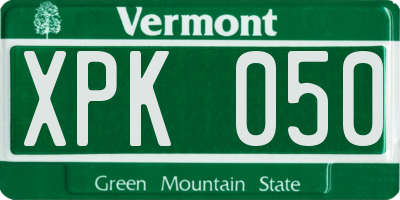 VT license plate XPK050