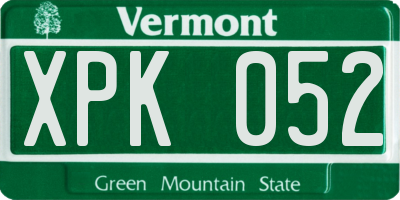 VT license plate XPK052