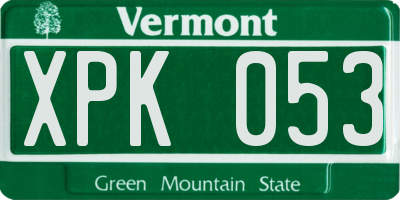 VT license plate XPK053