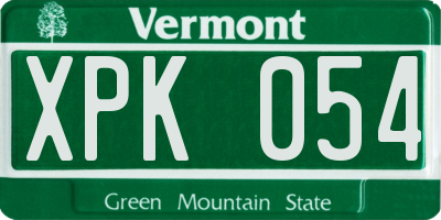 VT license plate XPK054