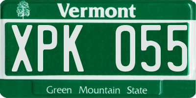 VT license plate XPK055