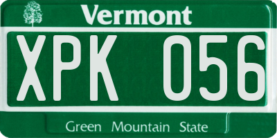 VT license plate XPK056