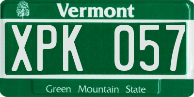 VT license plate XPK057