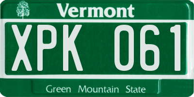 VT license plate XPK061