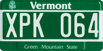 VT license plate XPK064