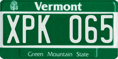 VT license plate XPK065