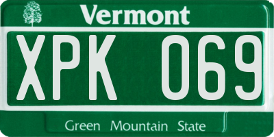 VT license plate XPK069