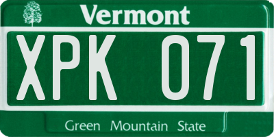VT license plate XPK071