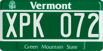 VT license plate XPK072