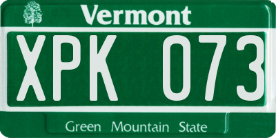VT license plate XPK073