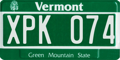 VT license plate XPK074