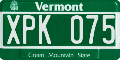 VT license plate XPK075