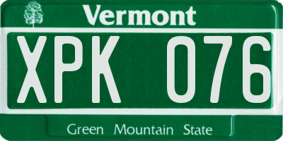 VT license plate XPK076