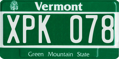 VT license plate XPK078