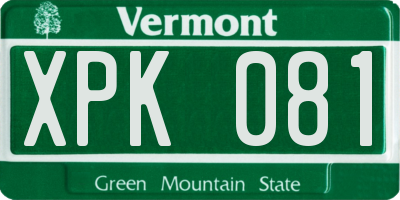 VT license plate XPK081