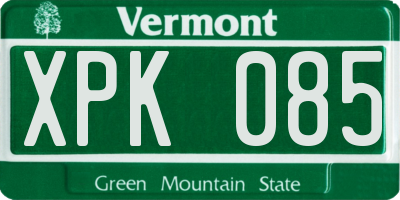 VT license plate XPK085