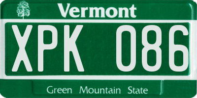 VT license plate XPK086