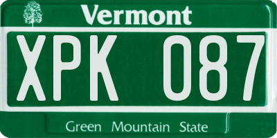 VT license plate XPK087
