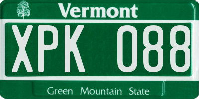 VT license plate XPK088