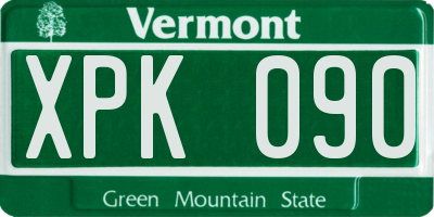 VT license plate XPK090