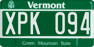 VT license plate XPK094