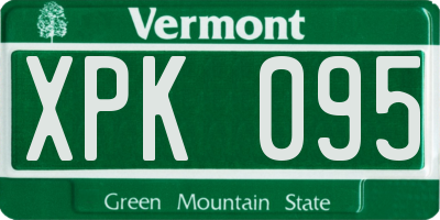 VT license plate XPK095