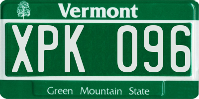 VT license plate XPK096