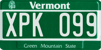VT license plate XPK099