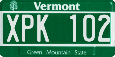 VT license plate XPK102