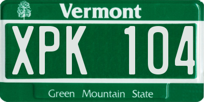 VT license plate XPK104