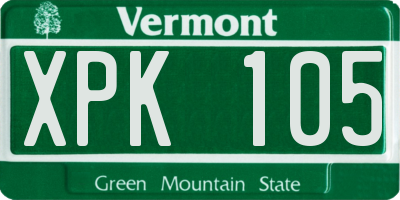 VT license plate XPK105