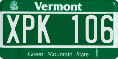 VT license plate XPK106