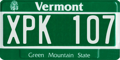 VT license plate XPK107