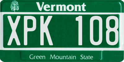VT license plate XPK108