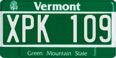 VT license plate XPK109