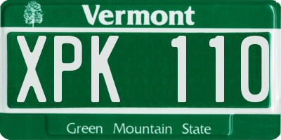 VT license plate XPK110
