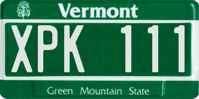 VT license plate XPK111