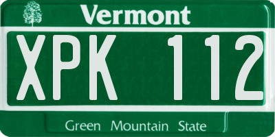 VT license plate XPK112