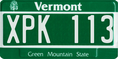 VT license plate XPK113