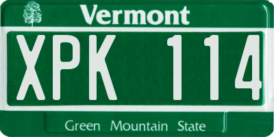 VT license plate XPK114
