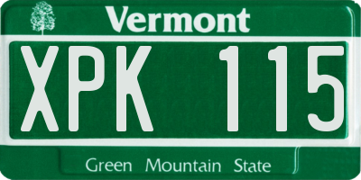 VT license plate XPK115