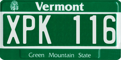 VT license plate XPK116