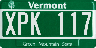 VT license plate XPK117