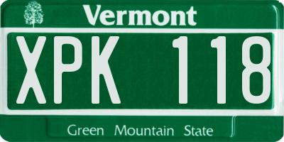 VT license plate XPK118
