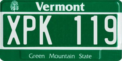 VT license plate XPK119